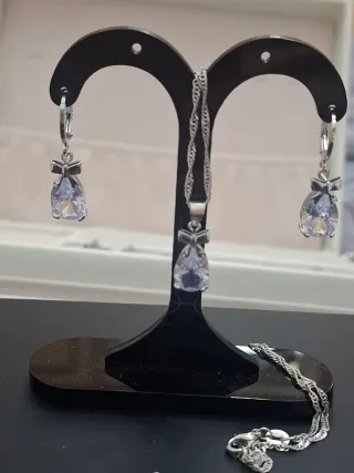 Conjunto Plata 925: Cadena 45 cm y Pendientes