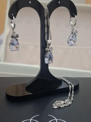 Conjunto Plata 925: Cadena 45 cm y Pendientes