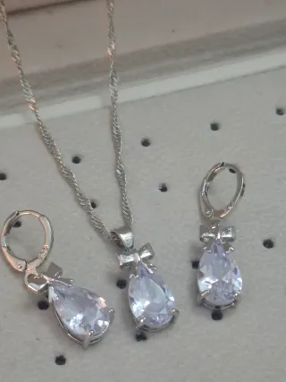 Conjunto Plata 925: Cadena 45 cm y Pendientes