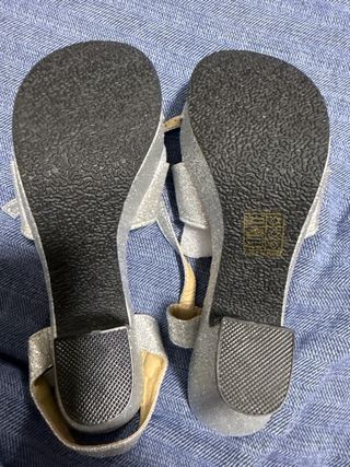 Zapatos de fiesta plateados tacón plataforma