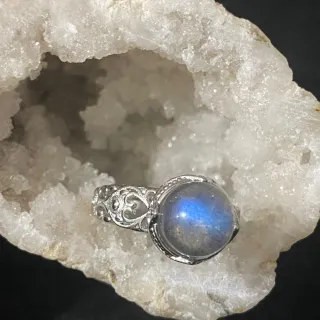 Anillo Acero Inoxidable Labradorita Natural