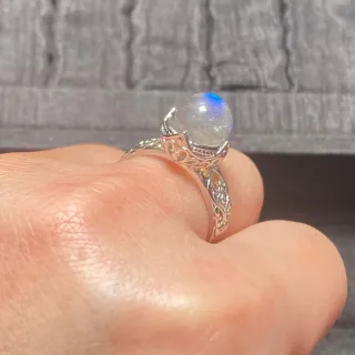 Anillo Acero Inoxidable Labradorita Natural