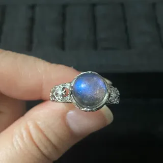 Anillo Acero Inoxidable Labradorita Natural