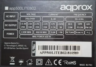 Alimentatore PC Aqprox 500W