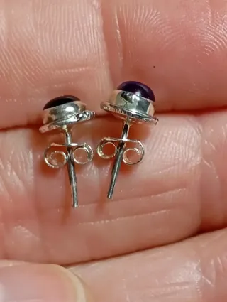 Pendientes Plata Ley Amatista Morada