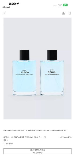 Confezione di profumi Zara SEOUL + LISBOA 2x90ml