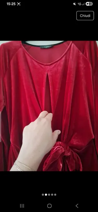 Abito Soallure Velluto Rosso Taglia L