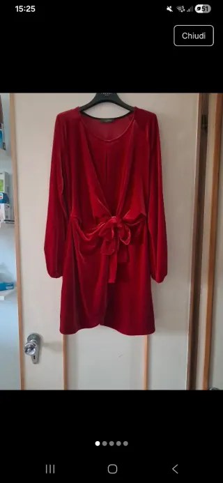 Abito Soallure Velluto Rosso Taglia L