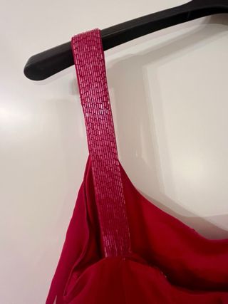 Vestido fiesta volantes rosa