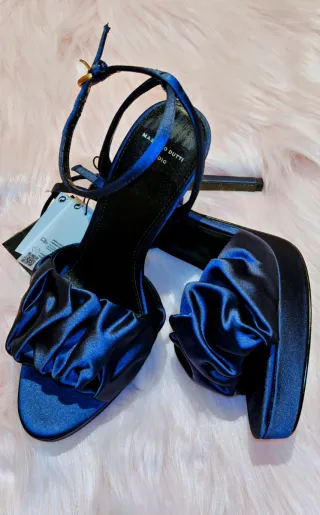 Sandalias Massimo Dutti Satén Azul Talla 40