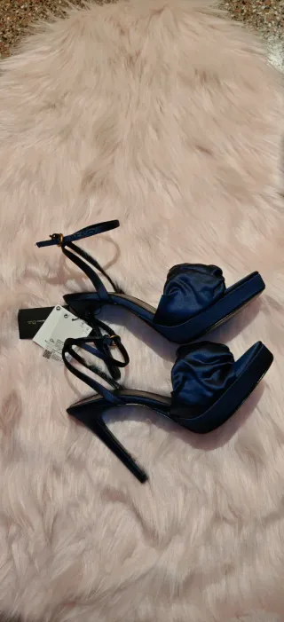 Sandalias Massimo Dutti Satén Azul Talla 40