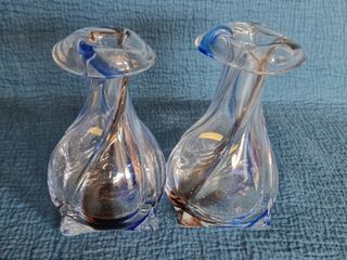 Coppia vasi Murano blu trasparenti