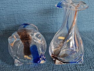 Coppia vasi Murano blu trasparenti