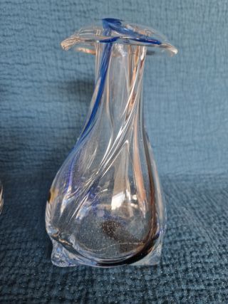 Coppia vasi Murano blu trasparenti