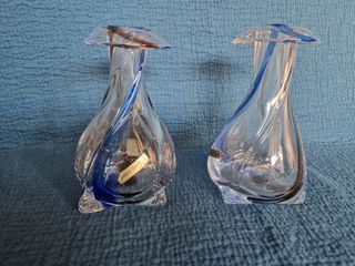 Coppia vasi Murano blu trasparenti