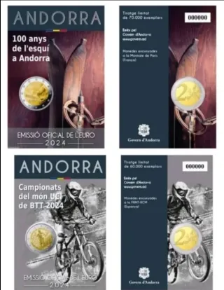 Confezione 2 Monete Euro Andorra 2024 Coincard