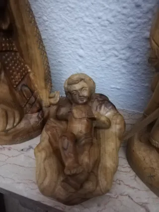 San José, Virgen y Niño Madera Olivo
