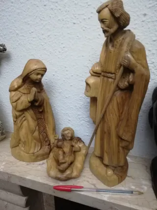 San José, Virgen y Niño Madera Olivo