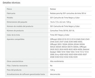 301 301XL Negro y Color Cartuchos de Tinta para HP