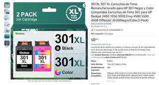 301 301XL Negro y Color Cartuchos de Tinta para HP