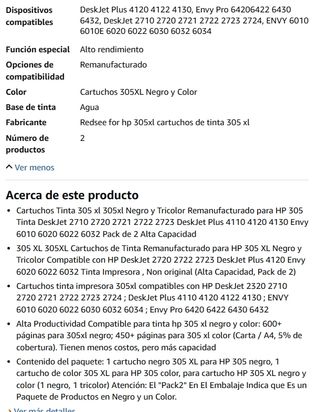 305 XL Cartuchos de Tinta para HP Negro y Color