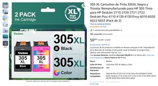 305 XL Cartuchos de Tinta para HP Negro y Color