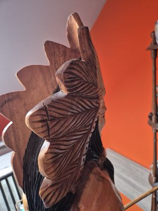 Figura Indio Guerrero Madera Tallada