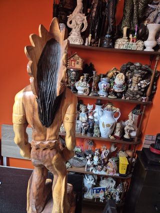 Figura Indio Guerrero Madera Tallada