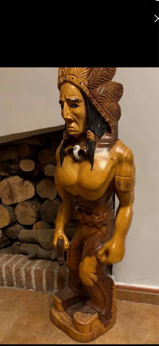 Figura Indio Guerrero Madera Tallada
