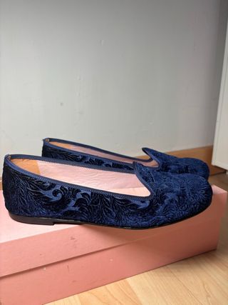 Mocasines Azules de Terciopelo
