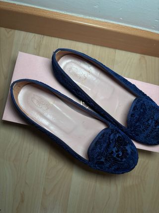 Mocasines Azules de Terciopelo