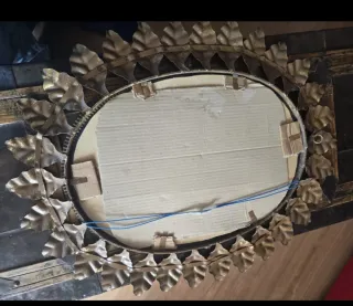 Espejo Ovalado Antiguo Dorado Hojas Vintage