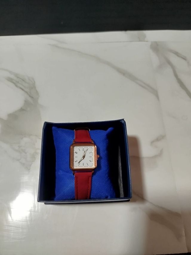 Reloj Mujer Tank 25mm Rojo Dorado