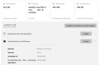PC Dell Studio XPS Completo Pantalla,teclado ratón