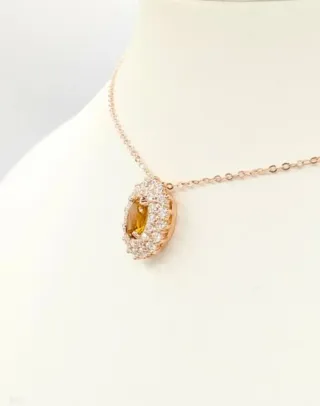 Collar Oro 14k Topacio y Diamantes
