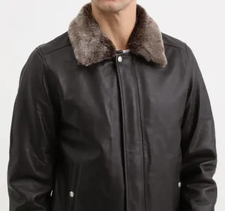 Cazadora Aviador Schott NYC Cuero Marrón/Gris