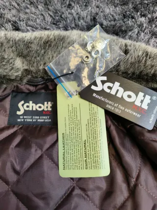 Cazadora Aviador Schott NYC Cuero Marrón/Gris