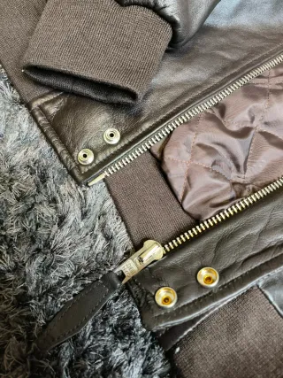 Cazadora Aviador Schott NYC Cuero Marrón/Gris