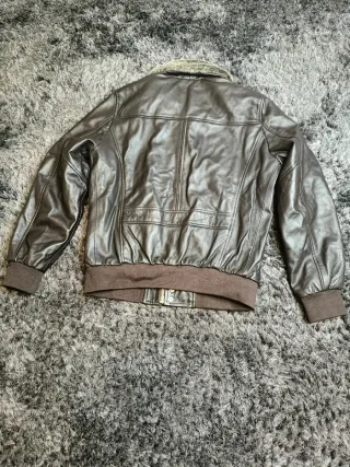 Cazadora Aviador Schott NYC Cuero Marrón/Gris