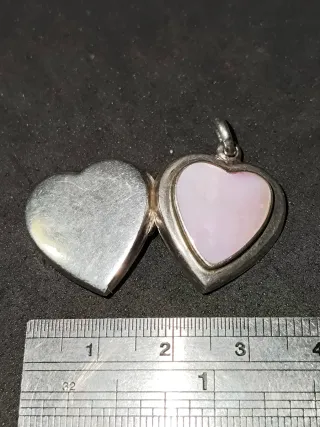 Portafotos Corazón Plata y Nácar Rosa