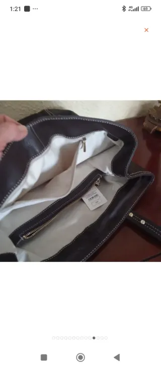 Bolso Purificación García marrón  Piel