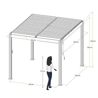 Pérgola de jardín bioclimática 3x3m 9m2 Hampshire imitación madera