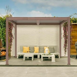 Pérgola de jardín bioclimática 3x3m 9m2 Hampshire imitación madera