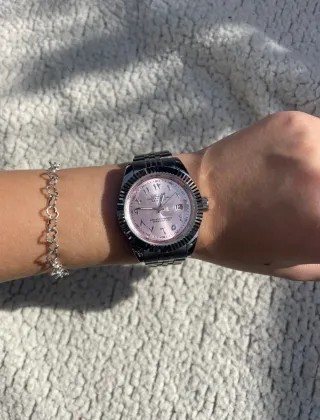 Reloj Seiko MOD de acero con arabic dial rosa