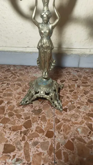 Pareja Candelabros Bronce Antiguo