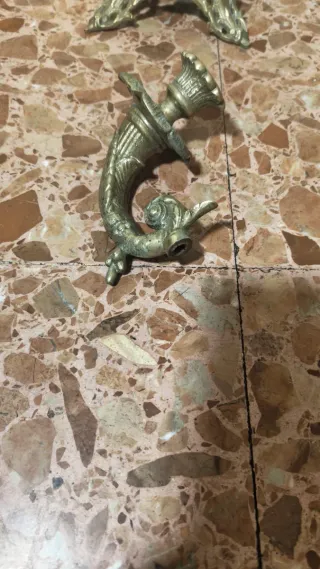 Pareja Candelabros Bronce Antiguo