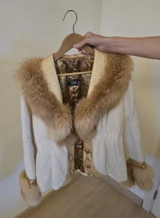 Abrigo de piel TEULA Beige/Marrón Talla M