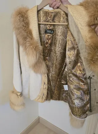 Abrigo de piel TEULA Beige/Marrón Talla M