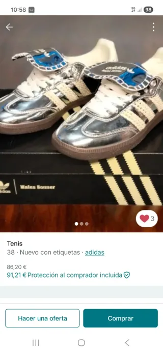 Adidas Samba Plata Talla 38