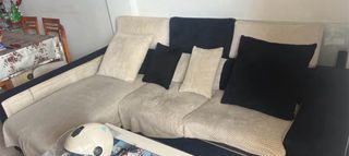 Sofá modular tela beige y negro